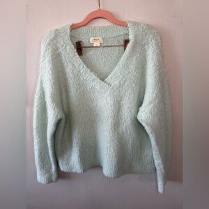 Maeve Anthropologie Mint Green plush V-Neck‎ wool Sweater size extra small